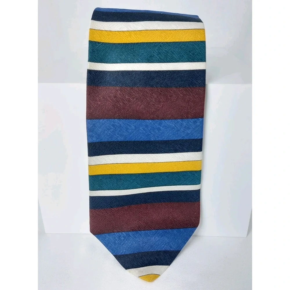 Vintage 80s Oscar de la‎ Renta Silk Necktie Bold Stripe Tie 4